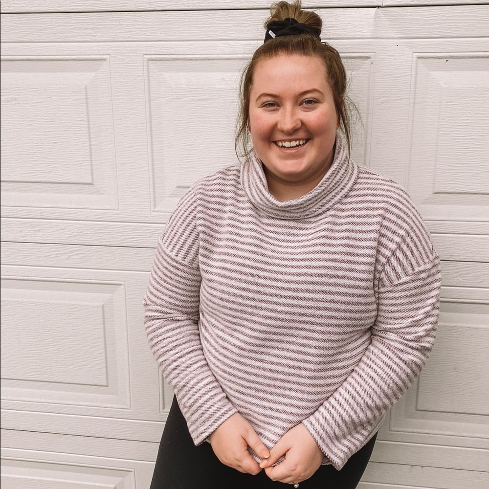 Striped Mock Neck Sweater